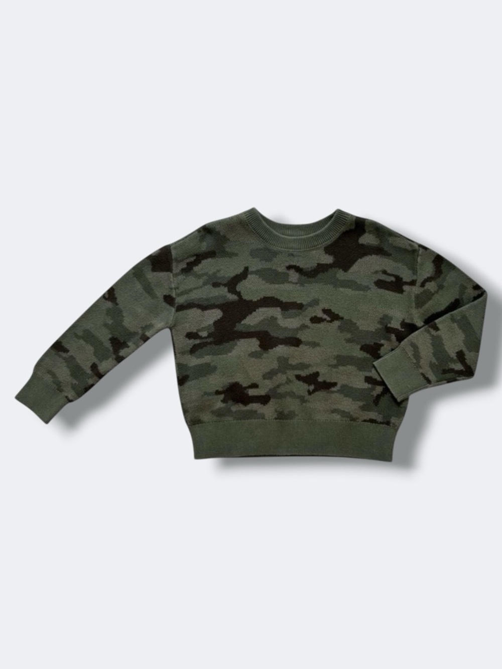 Gap Boys Sweater XS 4-5 Camouflage Knit Pullover Crewneck Long Sleeve Casual